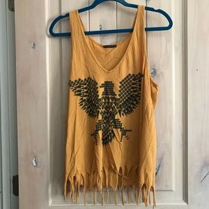 UO Truly Madly Deeply Aztec Fringe tank top 🦅